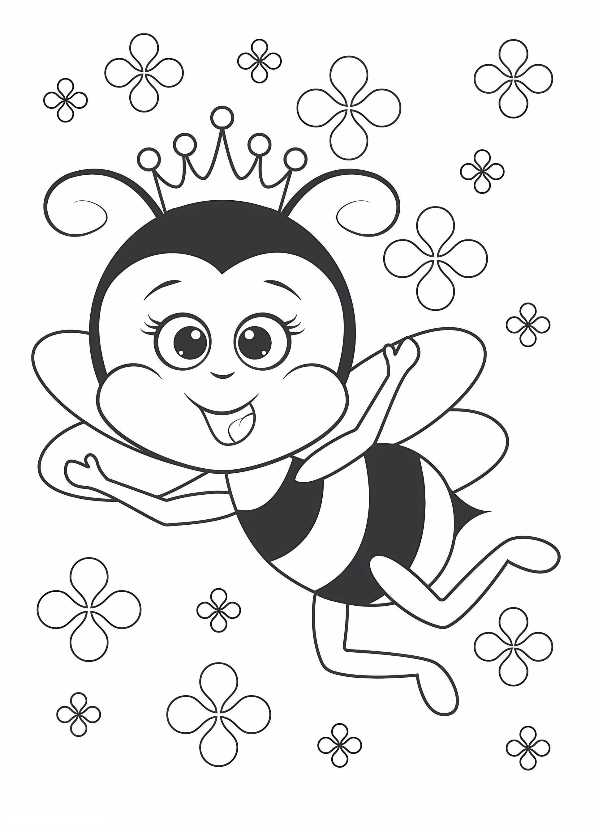 Queen Bee With Flowers