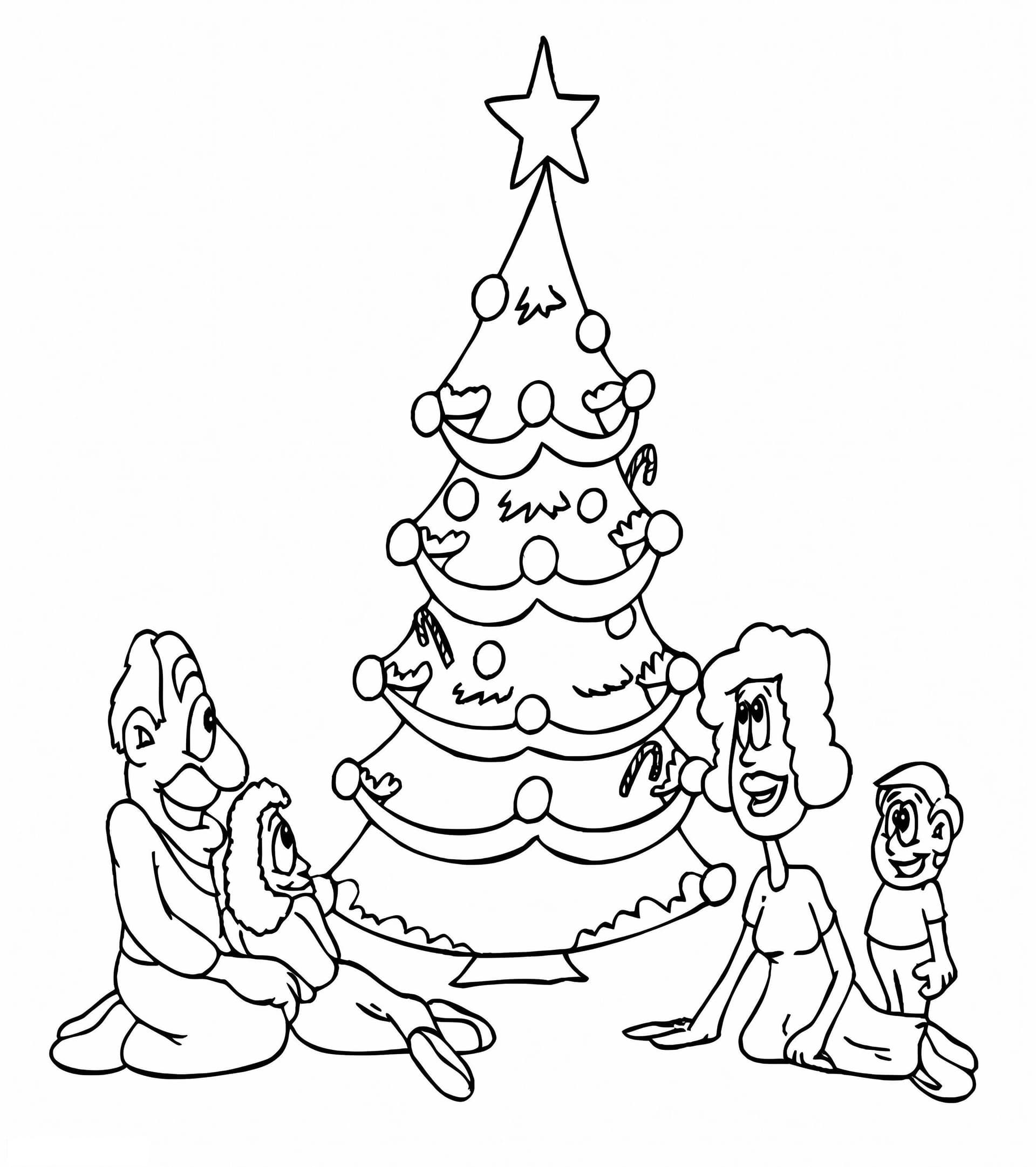 Christmas Tree And Family
