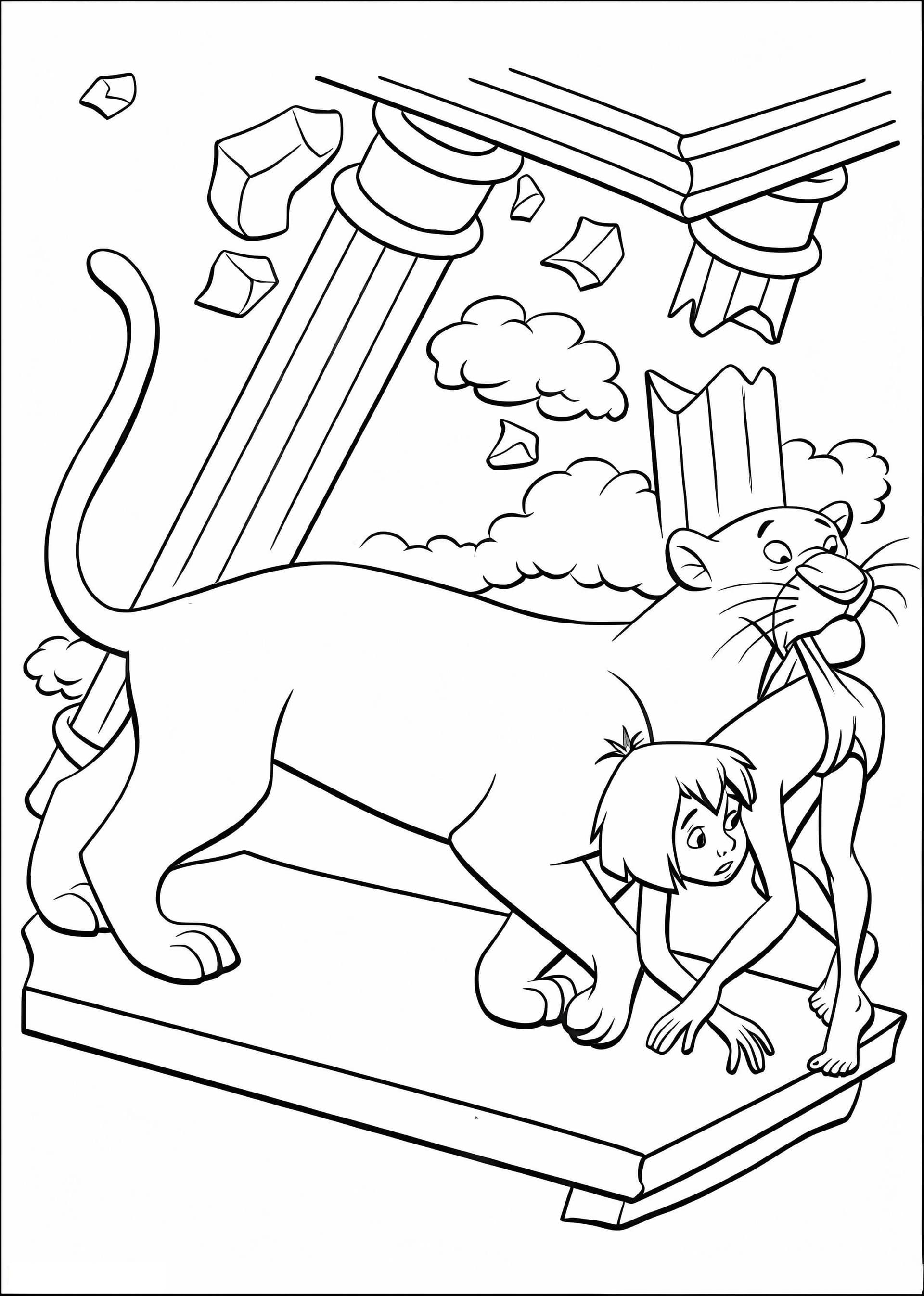 Bagheera Helps Mowgli