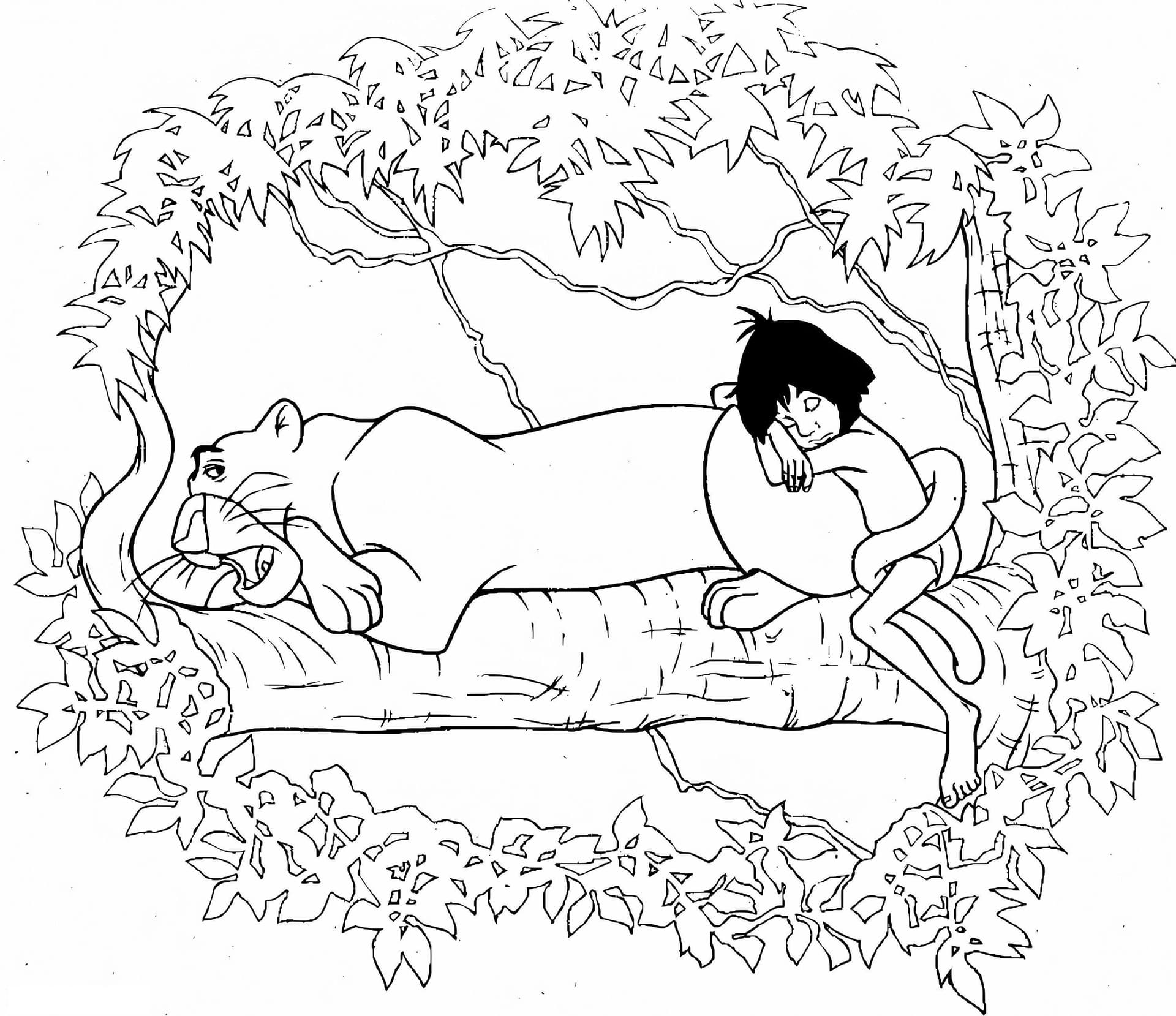 Bagheera And Mowgli Sleeping
