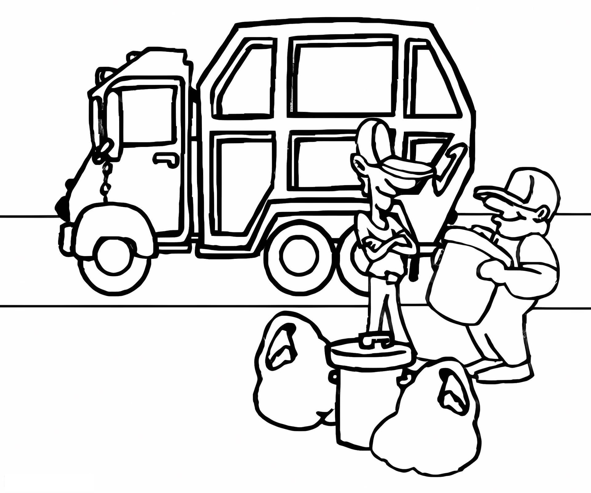 Garbage Truck And Two Garbage Collectors