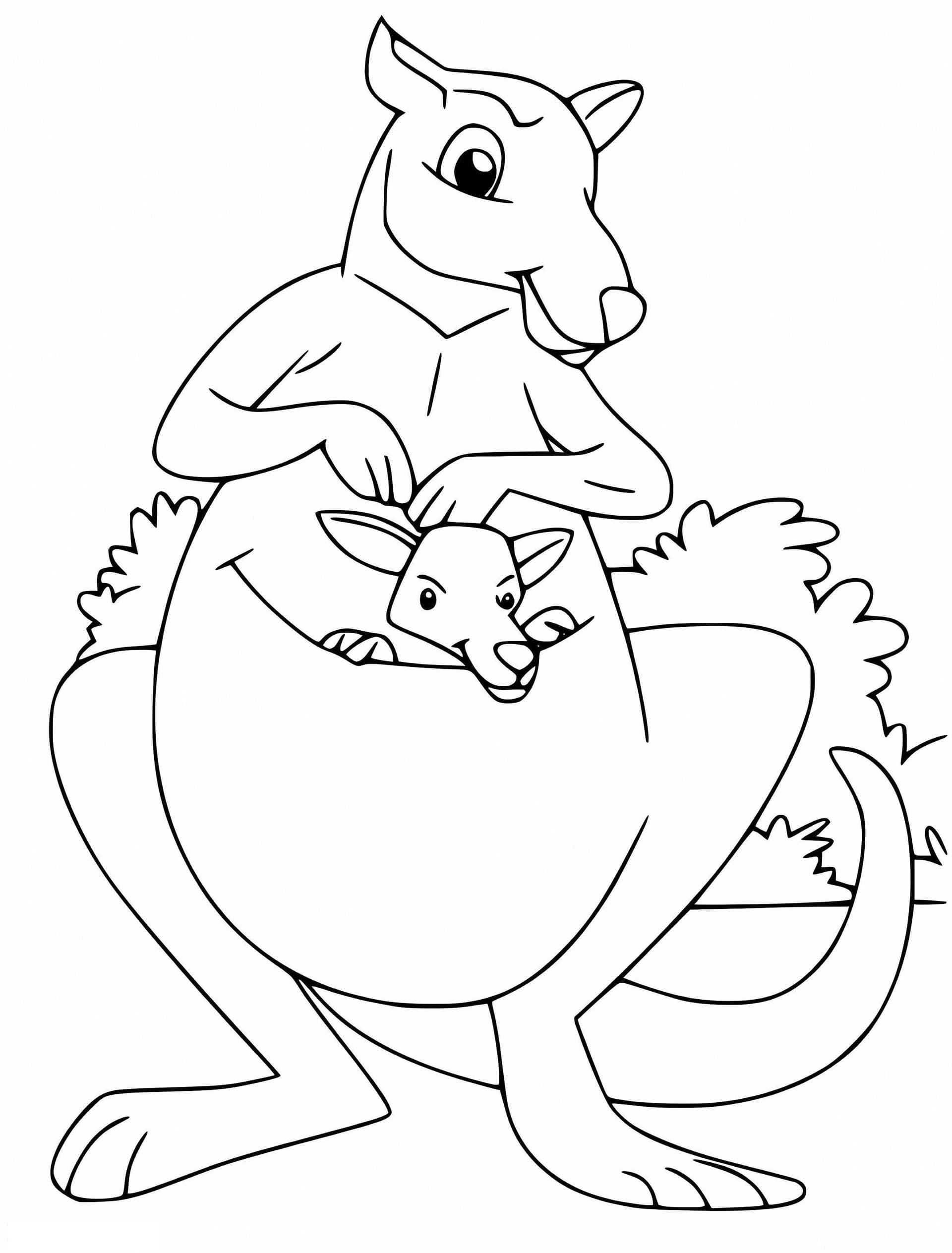 Cartoon Wallaroo And Baby