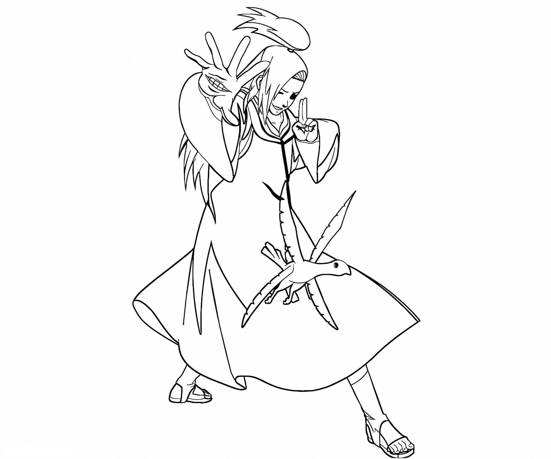 Deidara Fighting With Bird