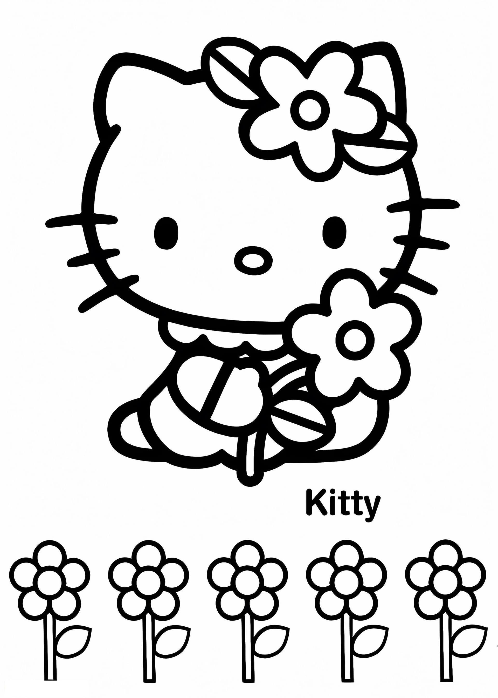 Hello Kitty Picking Flowers