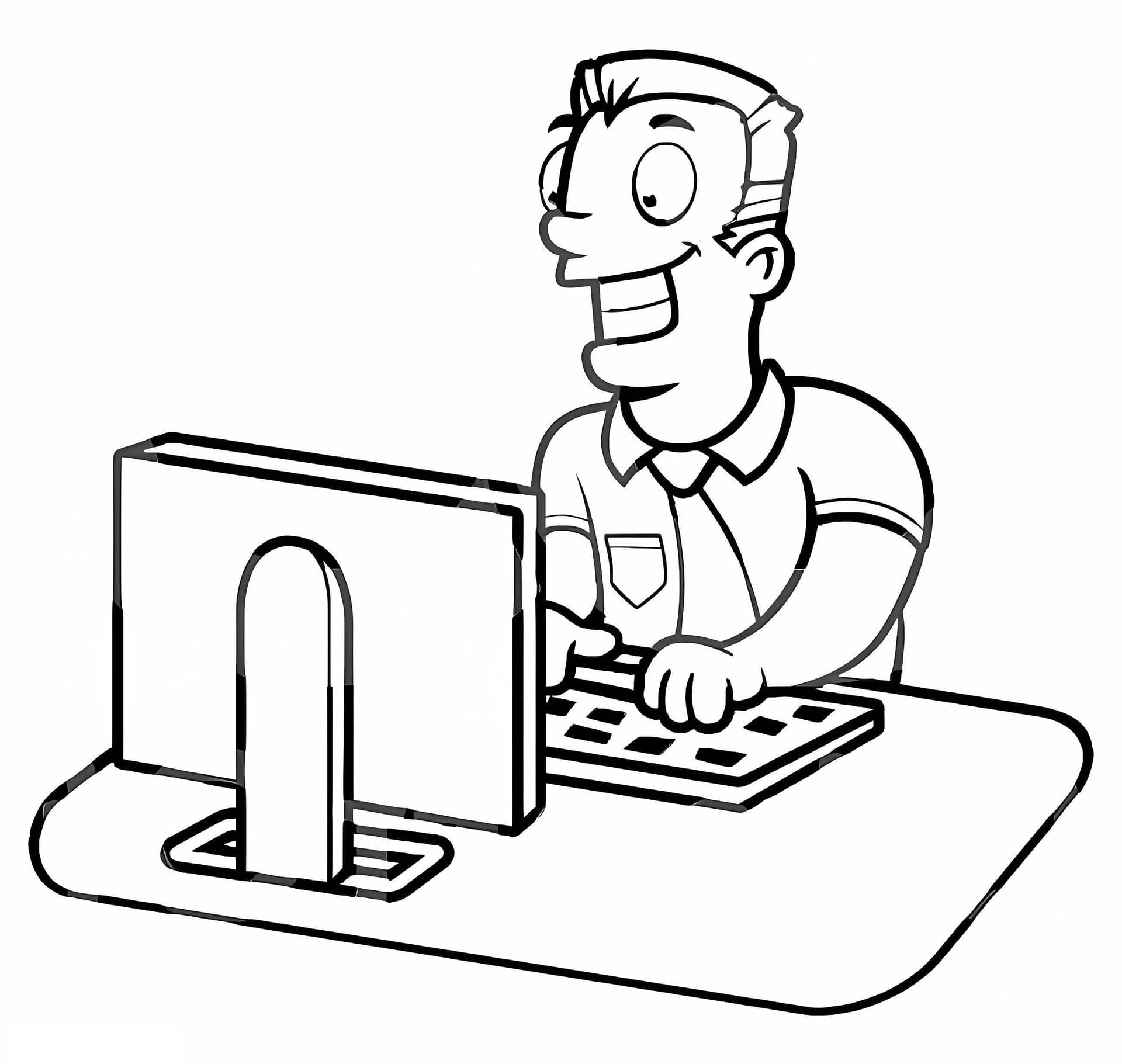Businessman Working On Computer