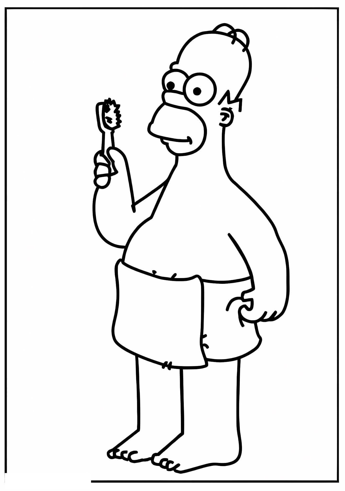 Homer Simpson Brushing His Teeth