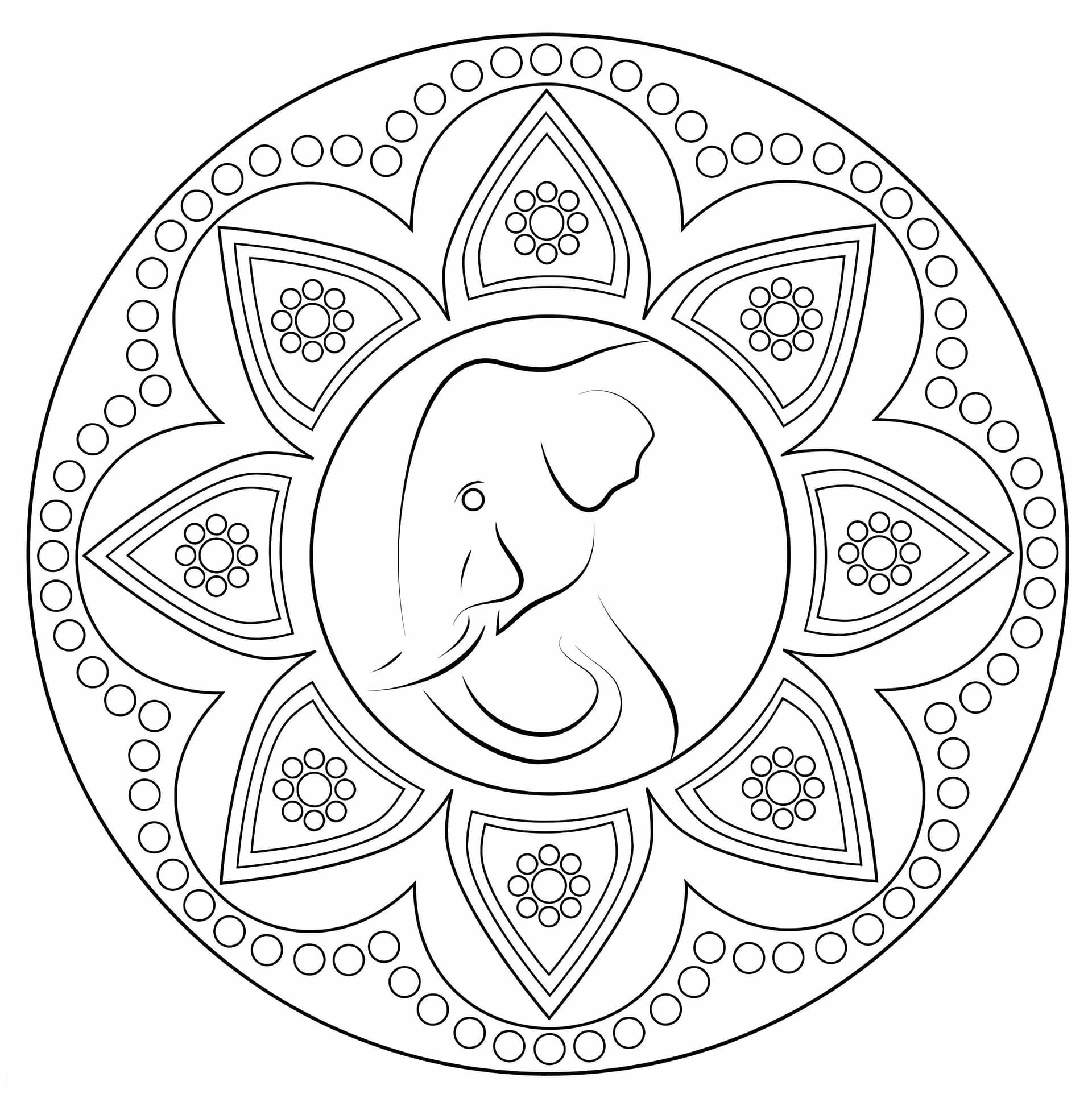Indian Rangoli With Elephant