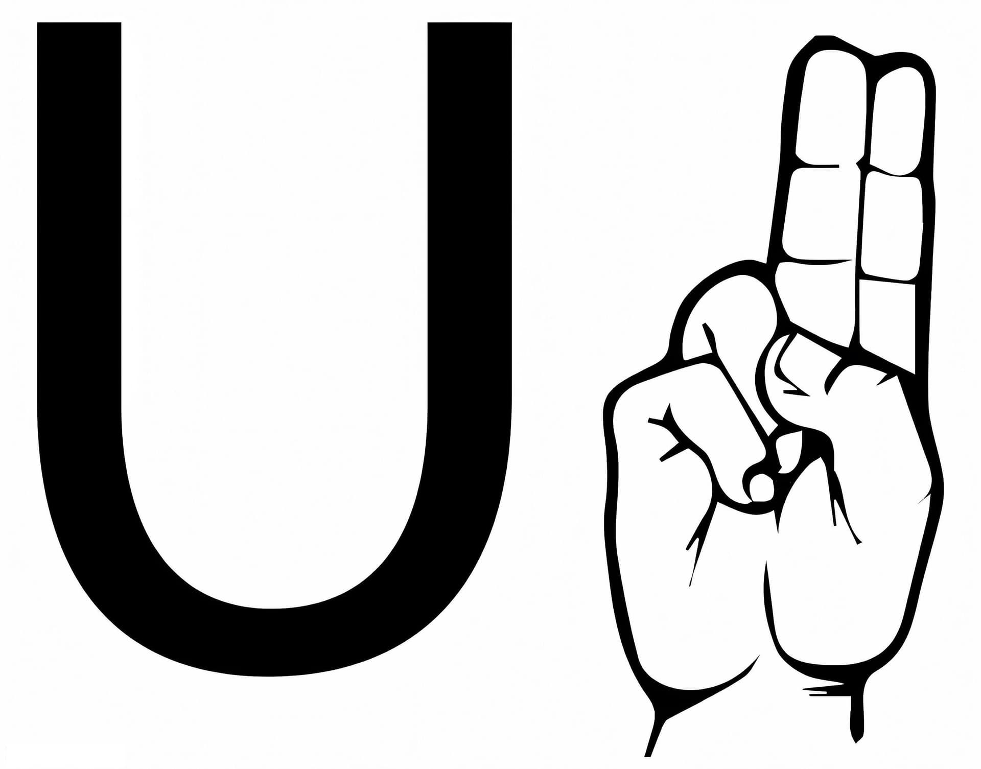 Letter U Y Hand