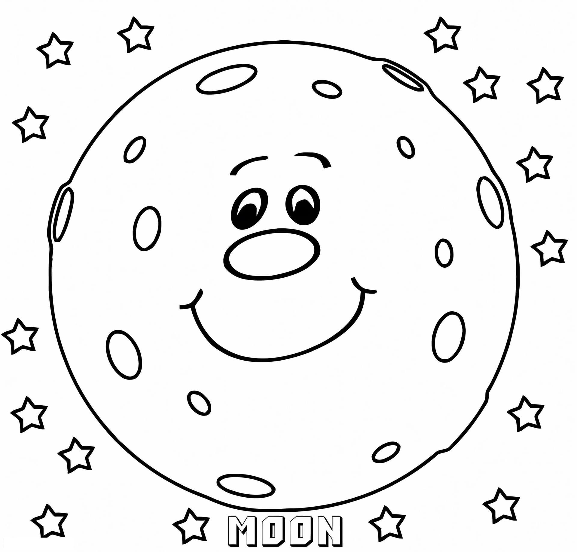 Smiling Moon With Stars