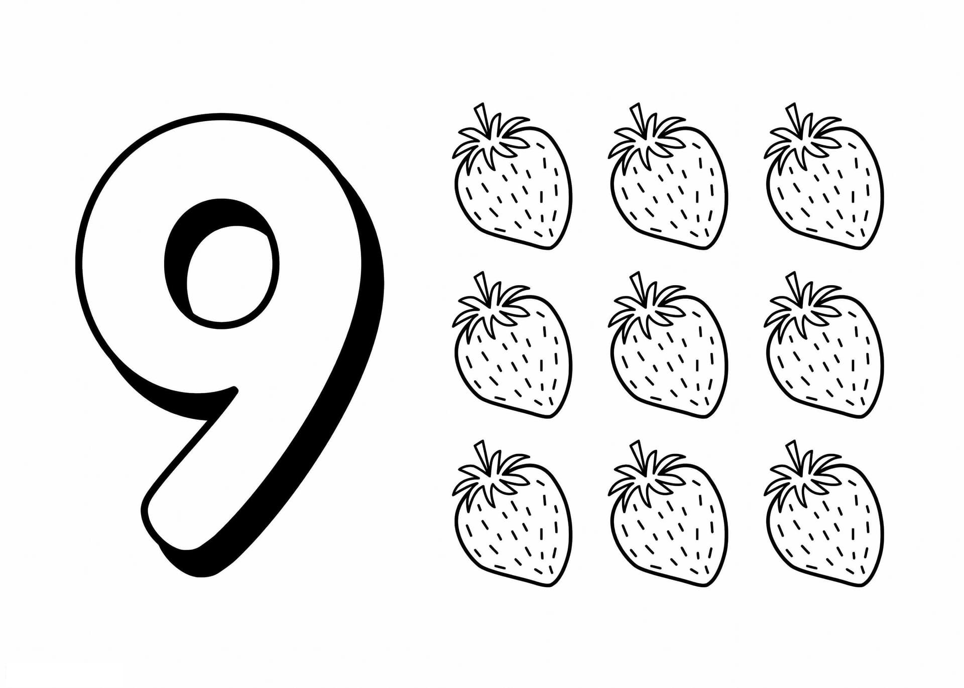 Number Nine And Nine Strawberries
