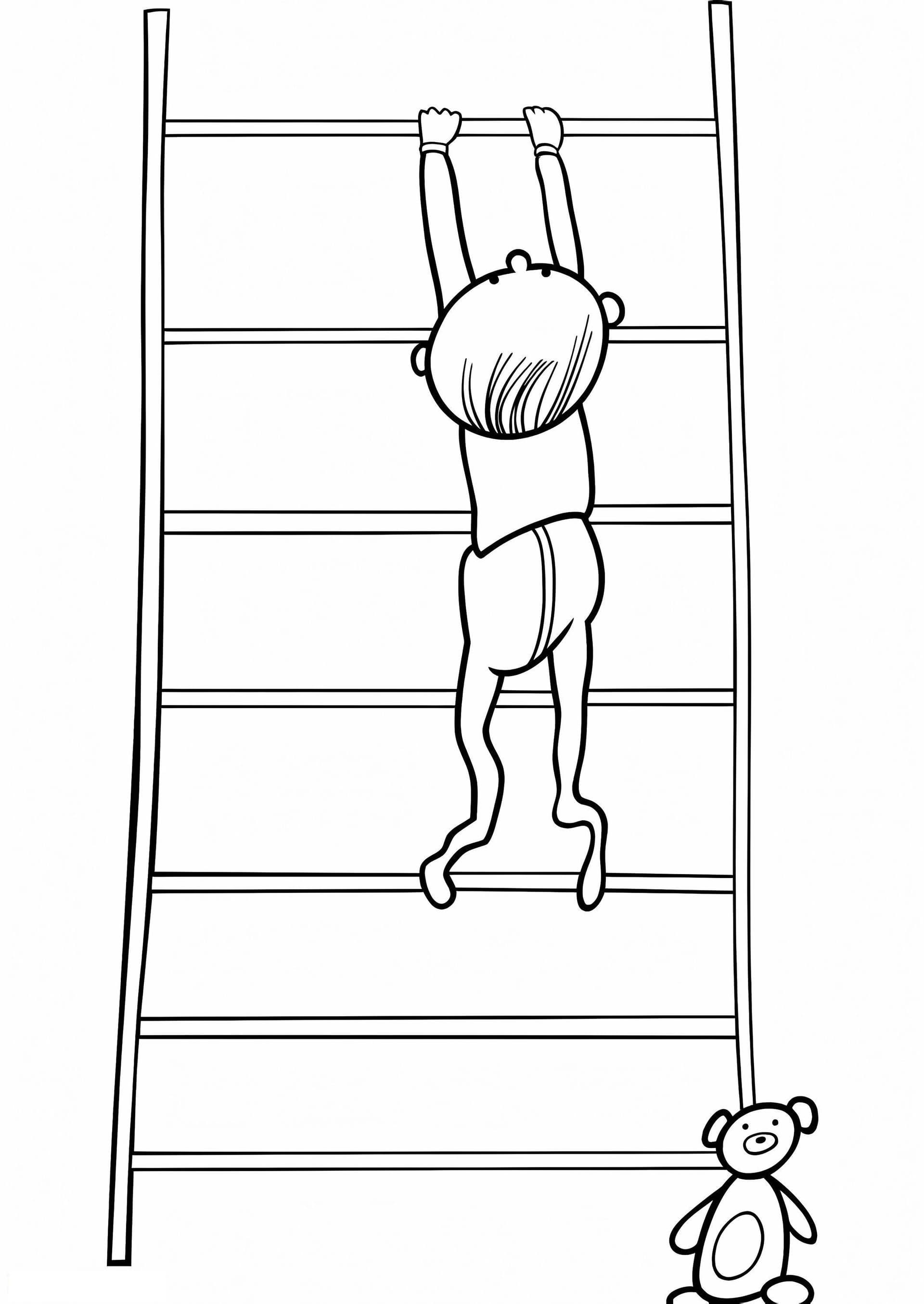 Baby Climbing On Bookshelf