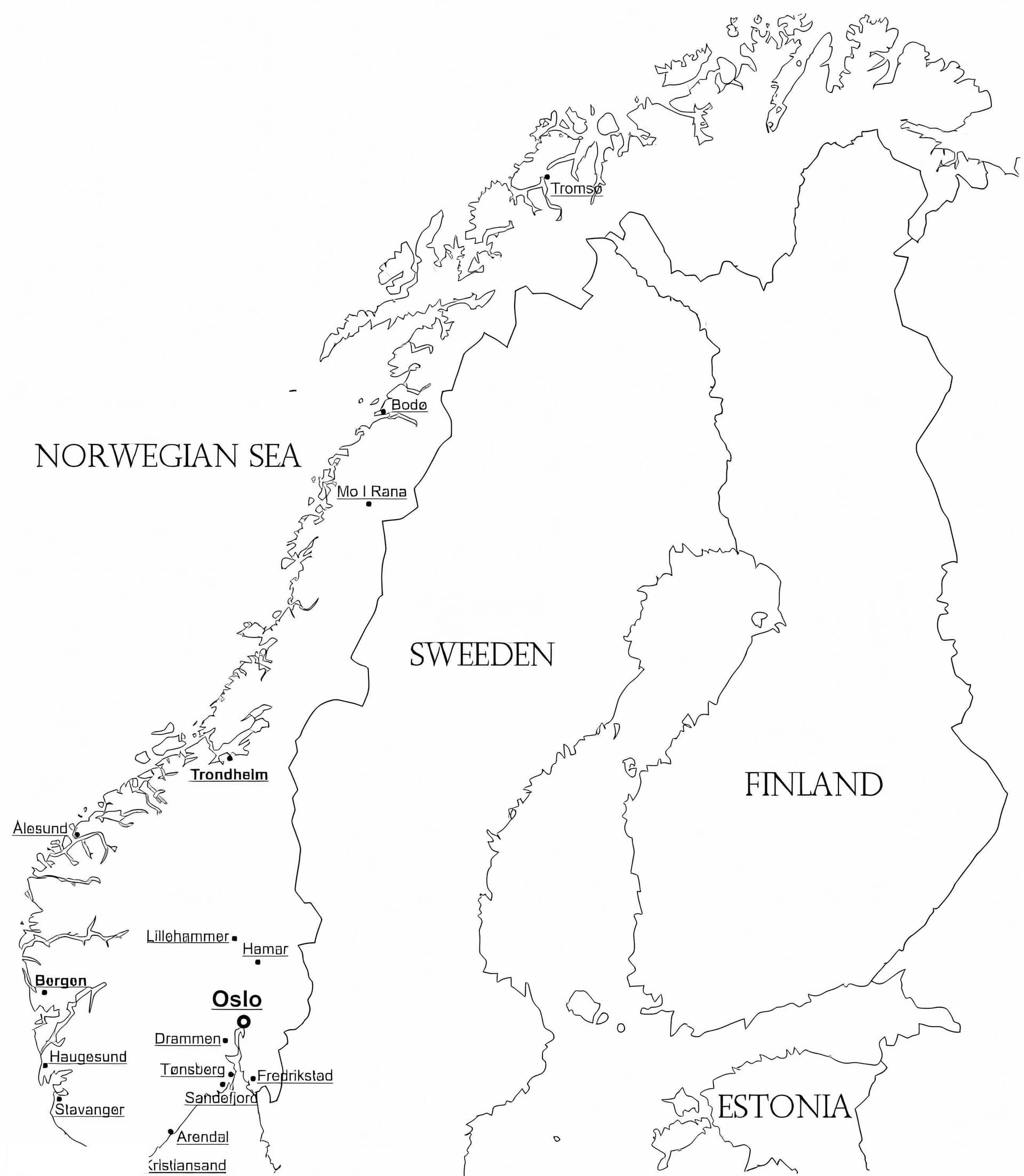 Norway Map With Cities