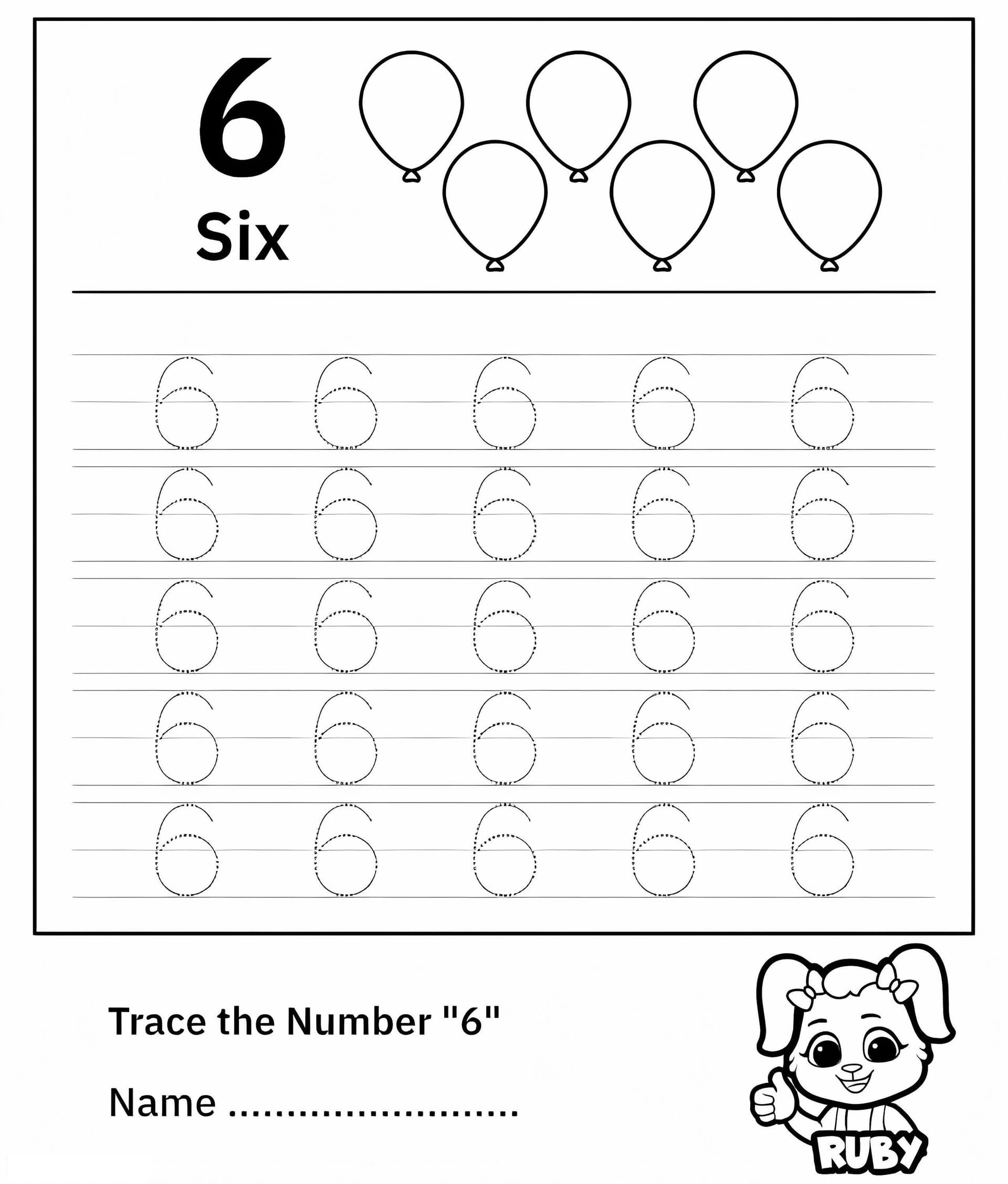 Number 6 Tracing
