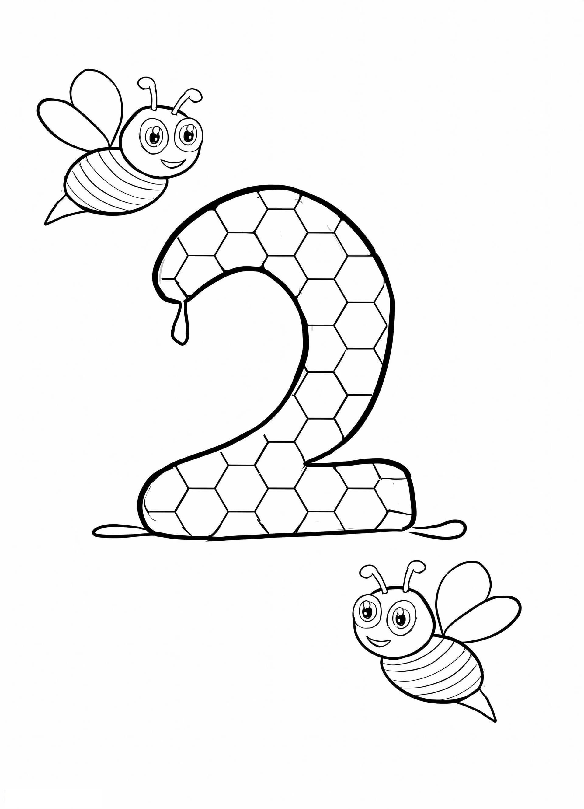 Number 2 And Two Bees