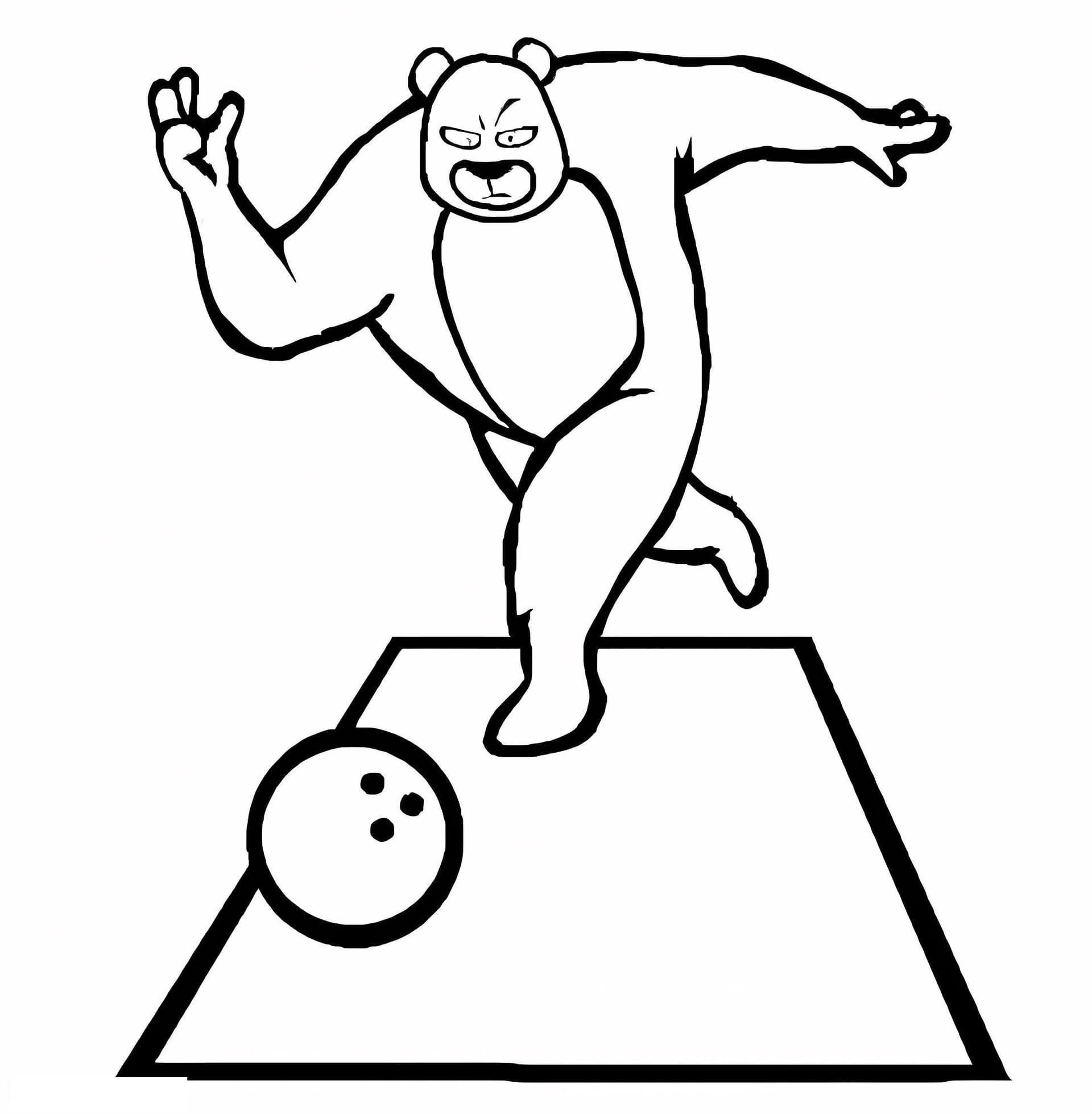Bear Playing Bowling