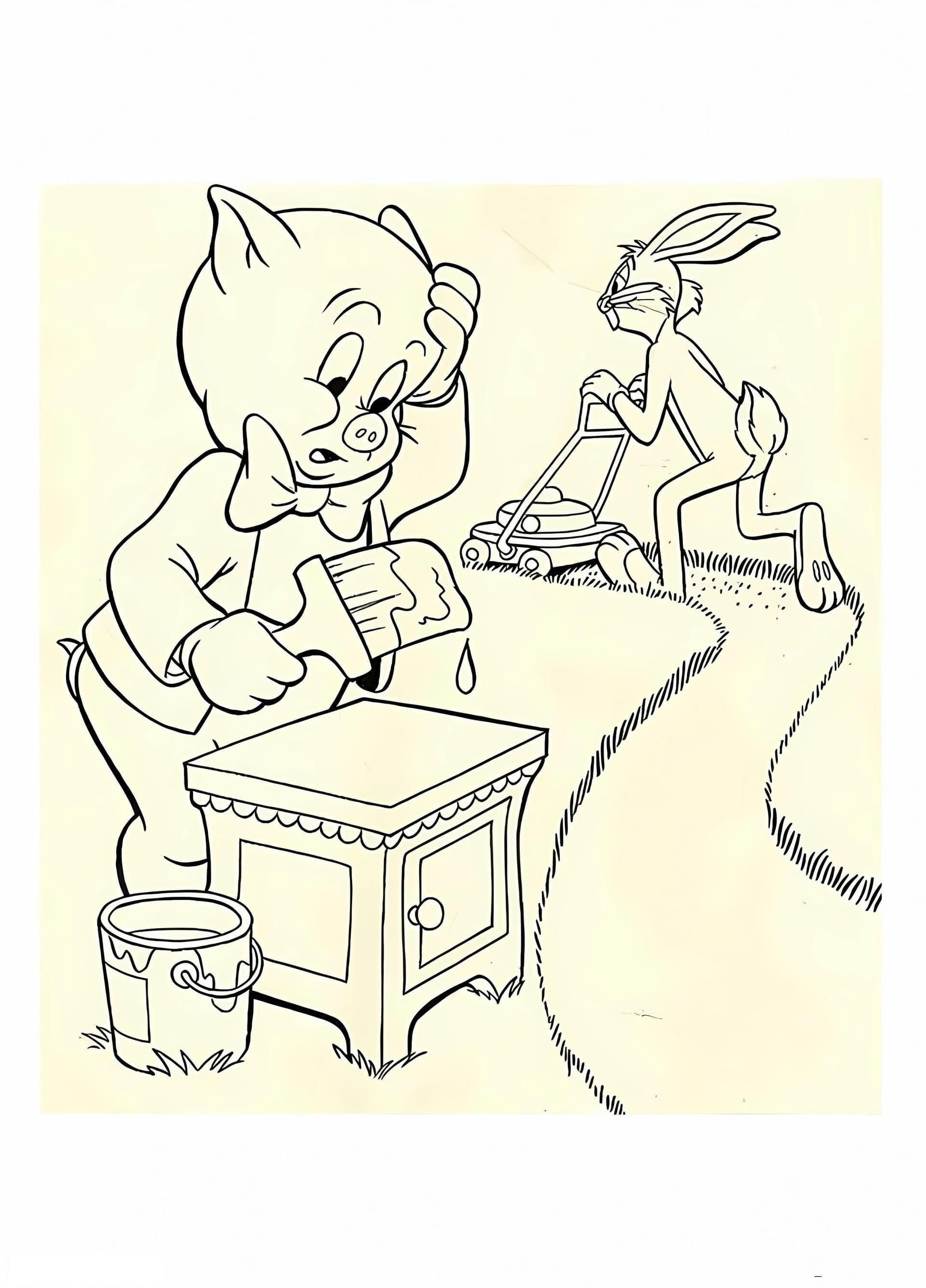 Porky Pig With Bugs Bunny
