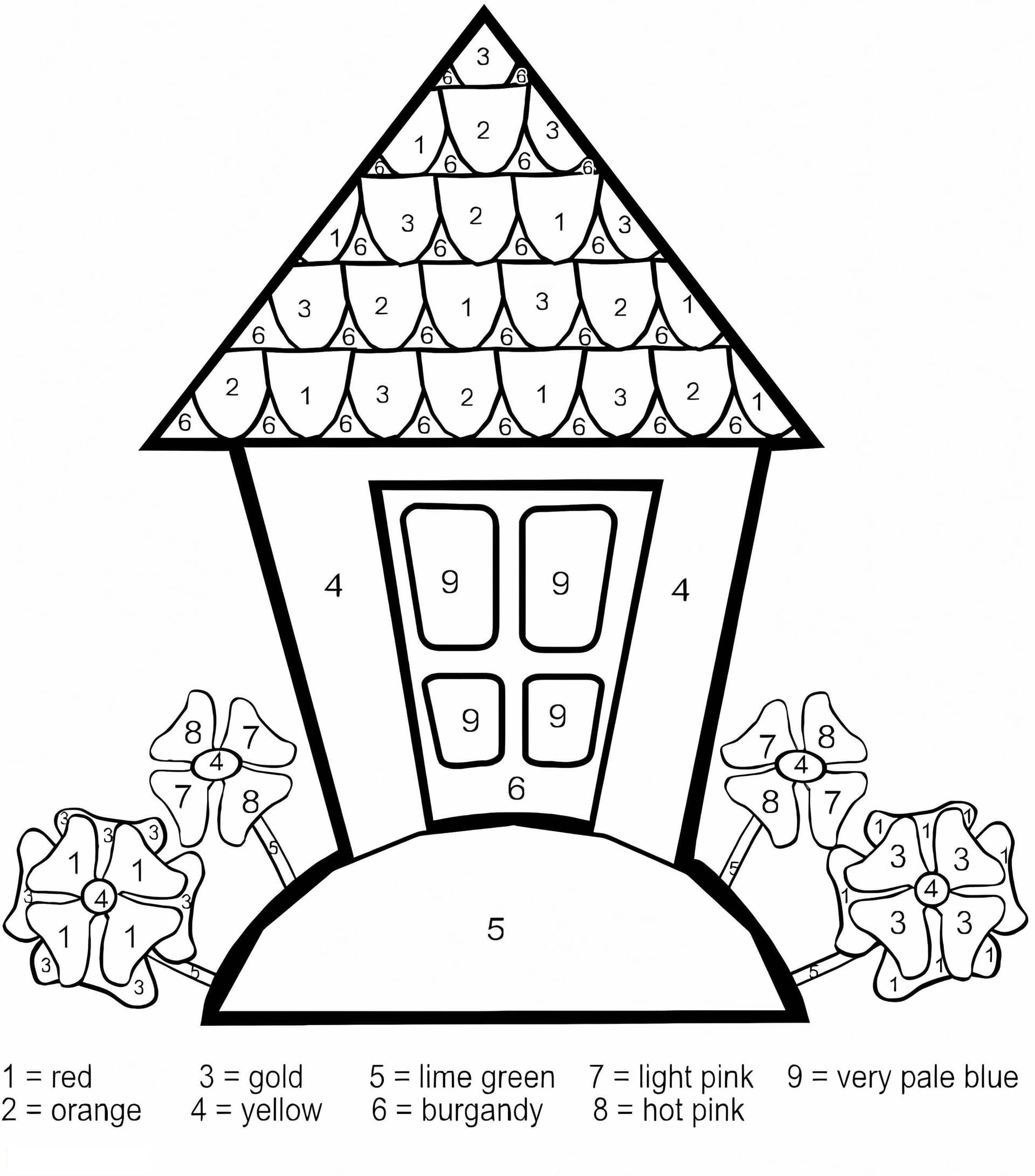 Printable House Color By Number