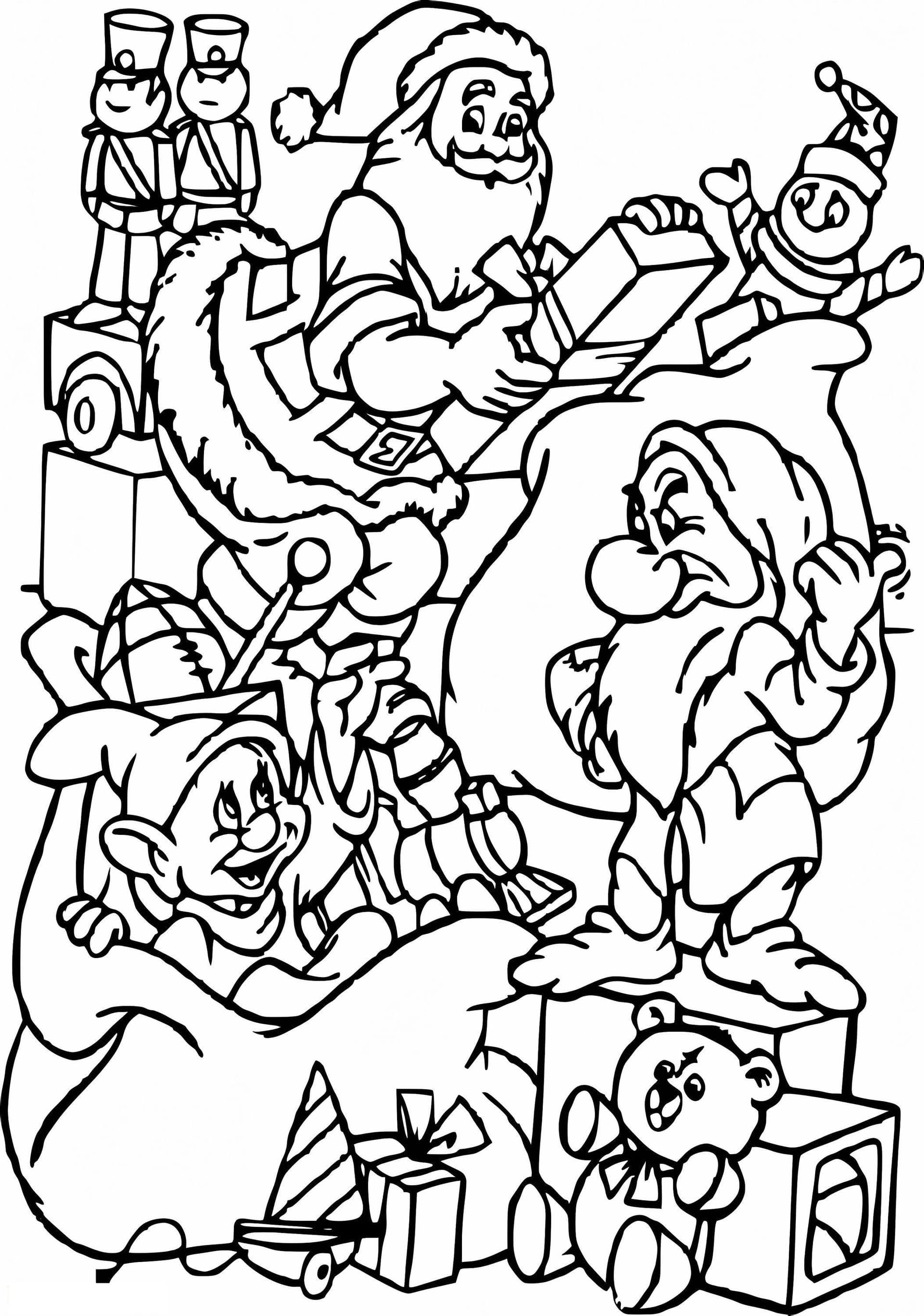 Seven Dwarfs With Santa Claus