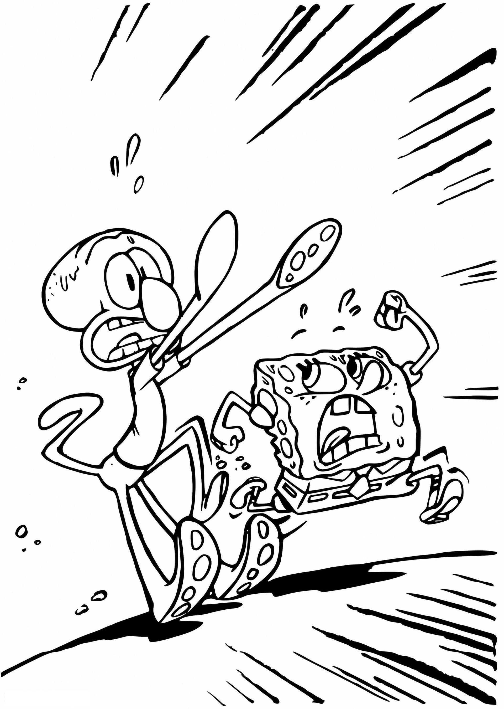 Spongebob And Squidward Running