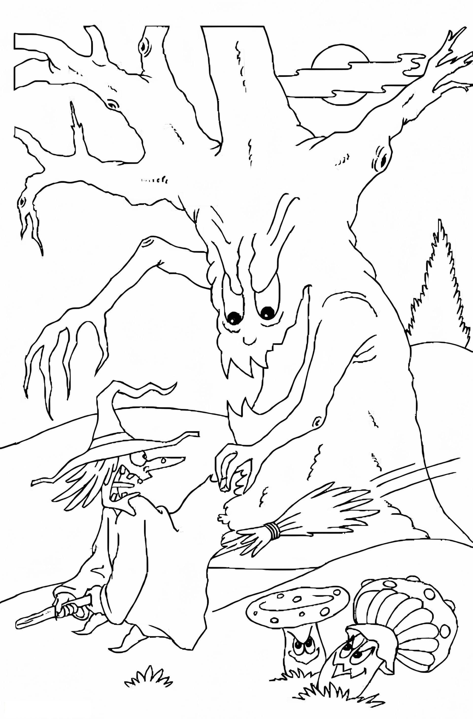 Spooky Tree And Witch