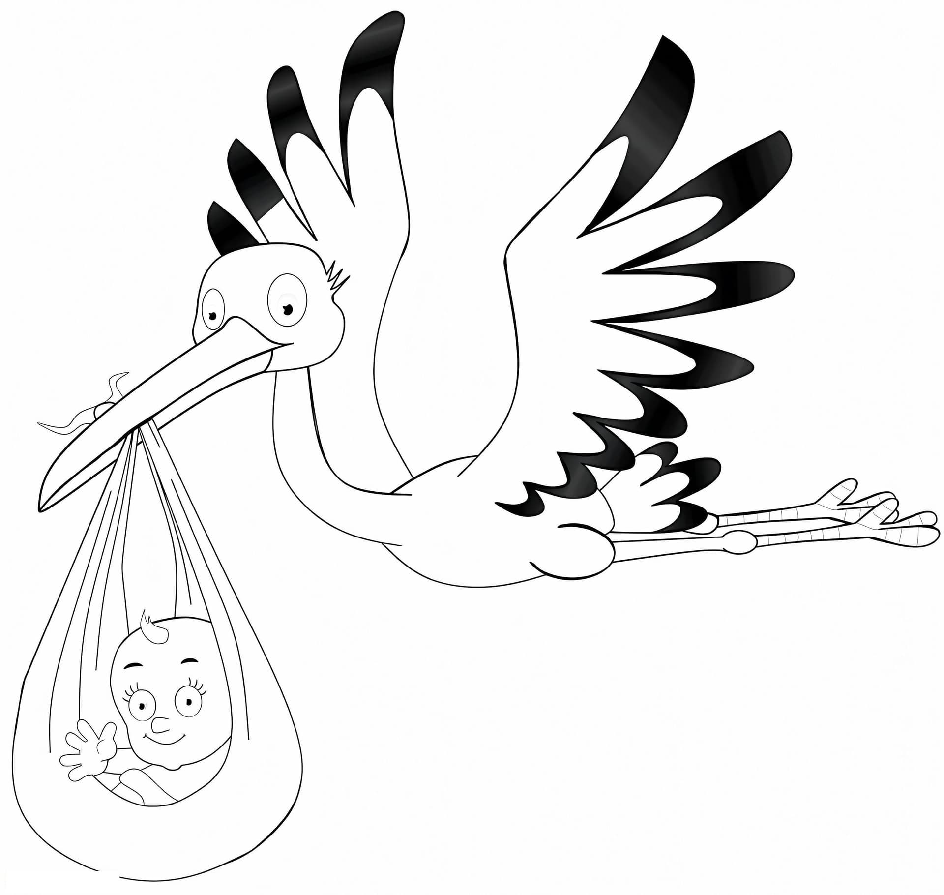 Stork Carrying Baby