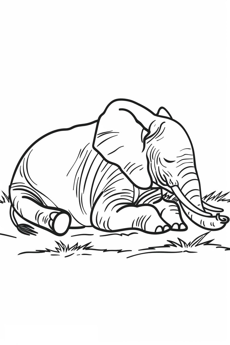 African Bush Elephant Sleeping 1
