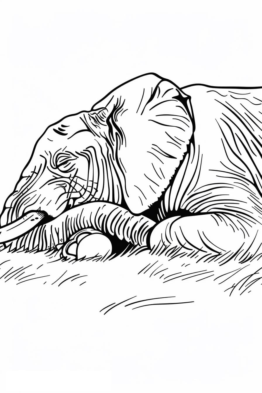 African Bush Elephant Sleeping 2