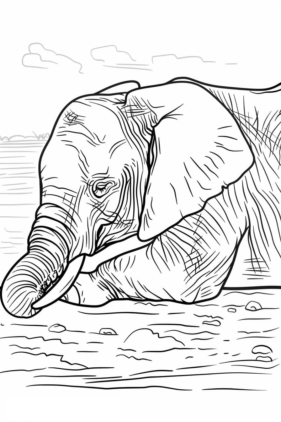 African Bush Elephant Sleeping 3