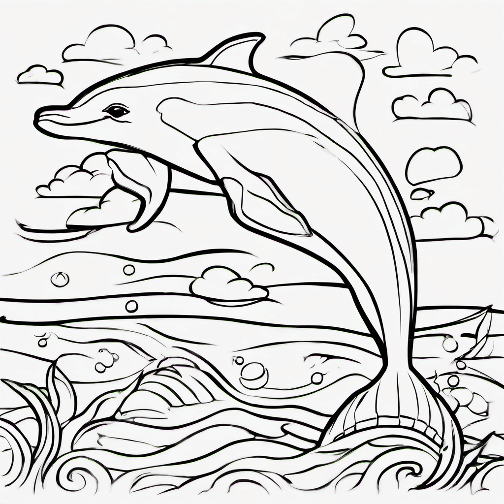 Create an adorable baby dolphin coloring page for a children's animal coloring b