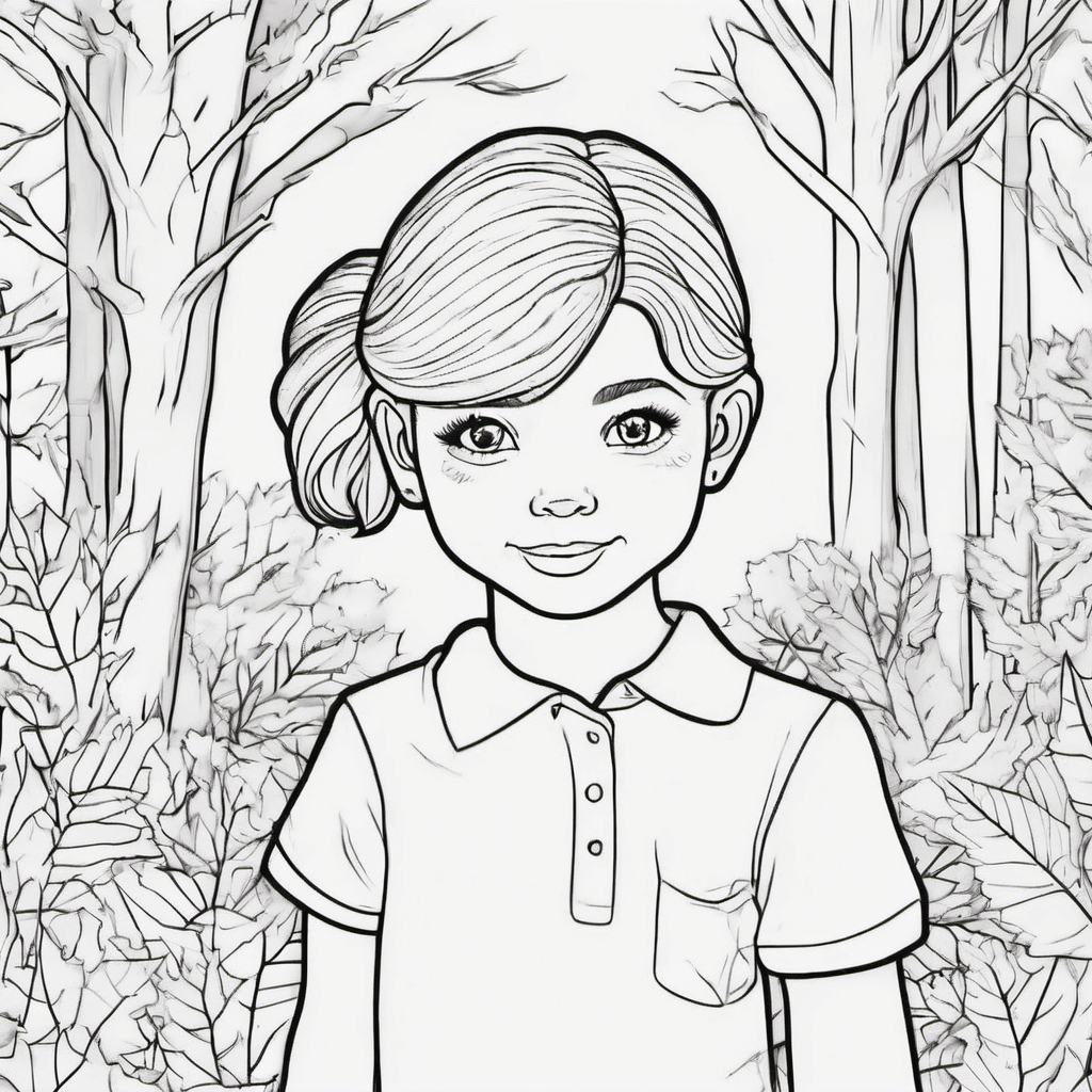 Let her be cute and let her hair be like a bun Create a background with autumn t