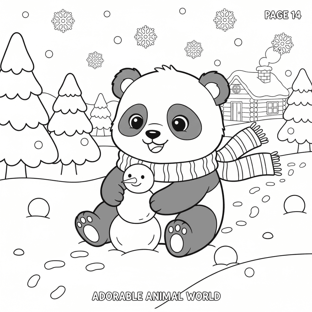 Create page 14 of a professional 20-page children's coloring book called 'Adorab