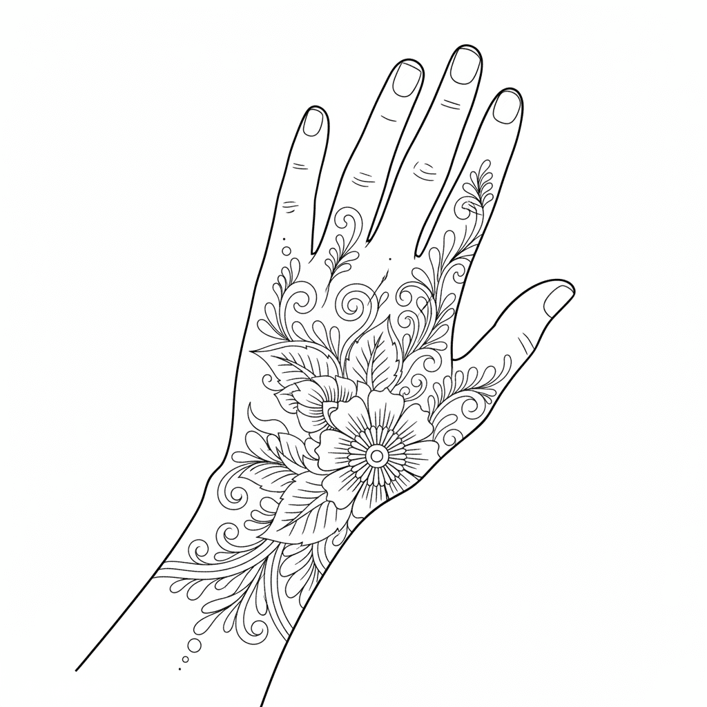 „Ich hätte gerne ein filigranes, florales Henna-Design wie auf der hand – schlic