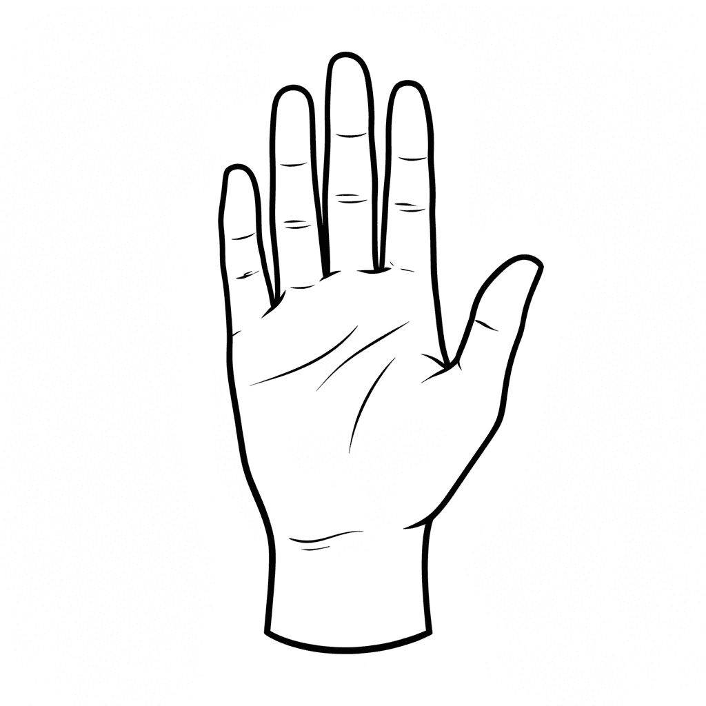 Zeichne mir ein leeres hand zum henna malen ohne striche ganz glatt und cartoon 