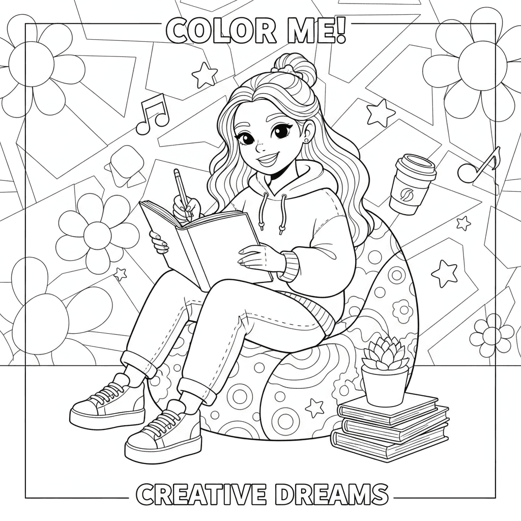Cute teenager coloring page