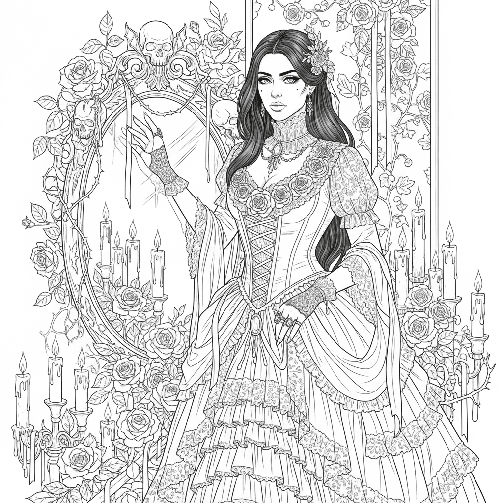 .Gothic woman Elegant gothic woman wearing an elaborate Victorian-inspired gown 