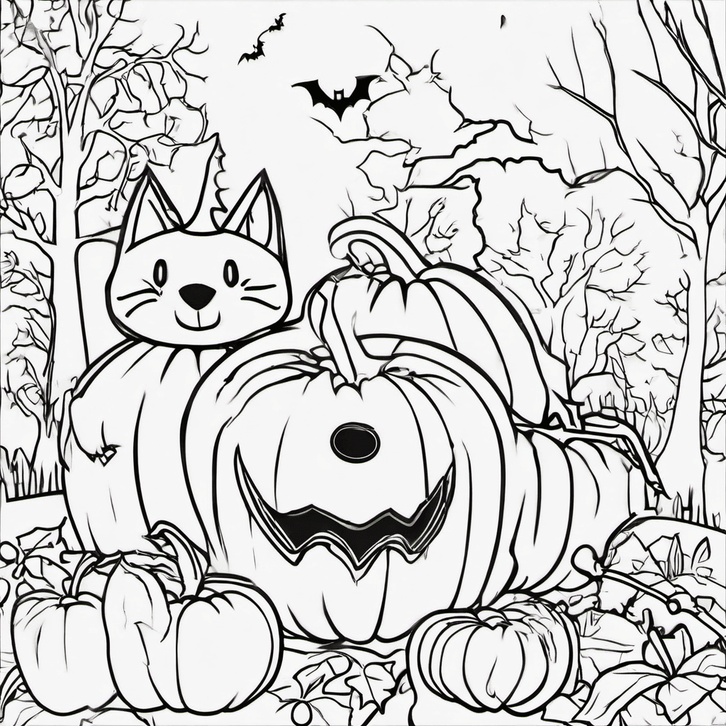 Make a 10-page Halloween coloring book for toddlers ages 2–4. Include big smilin
