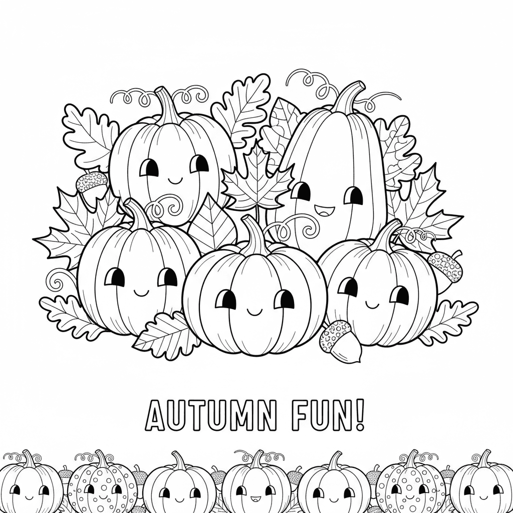 Cute pumpkins and leaves