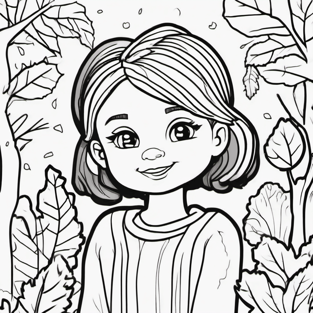 Let her be cute and let her hair be like a bun Create a background with autumn t