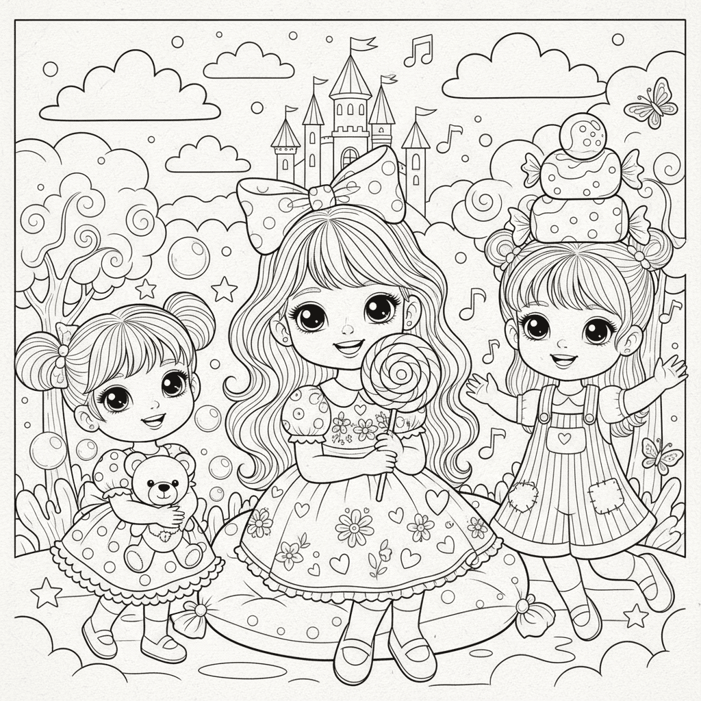 Cute girls coloring page