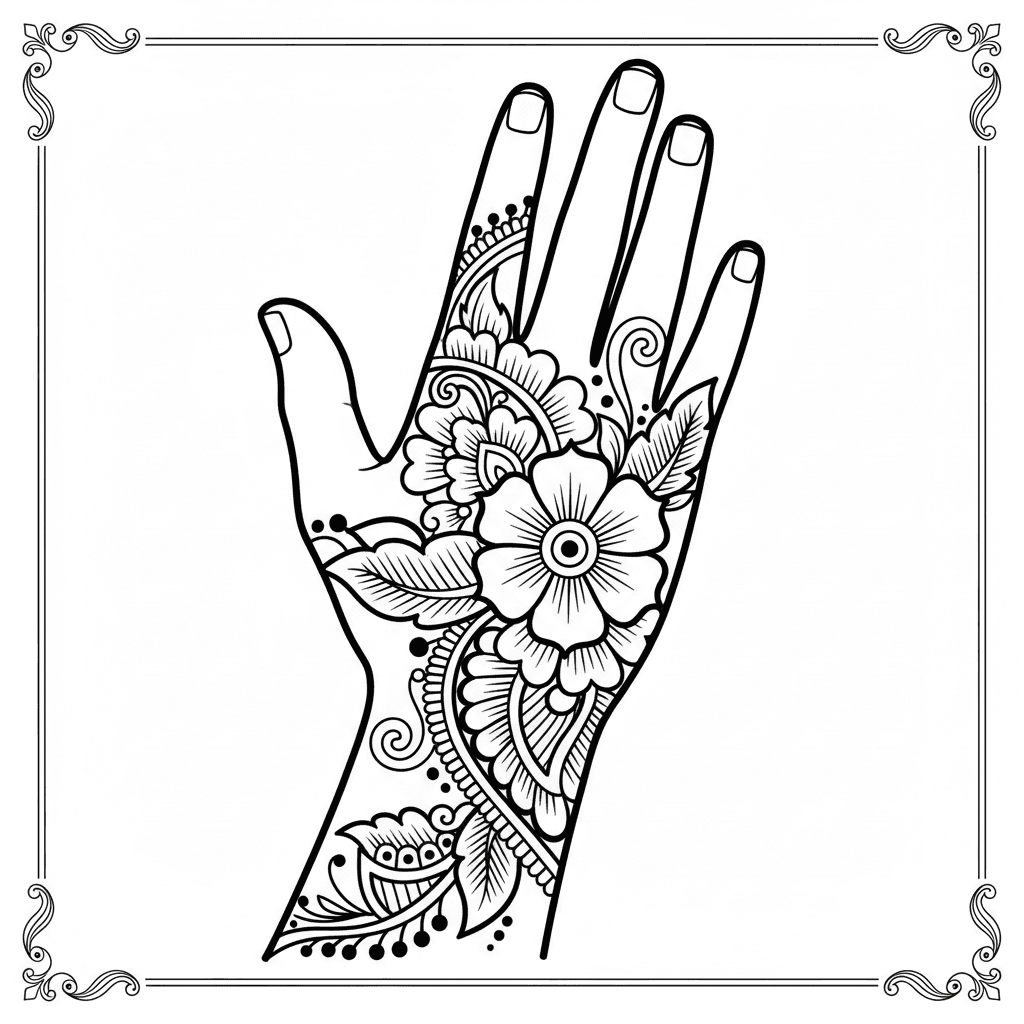 Simple henna design on hand
