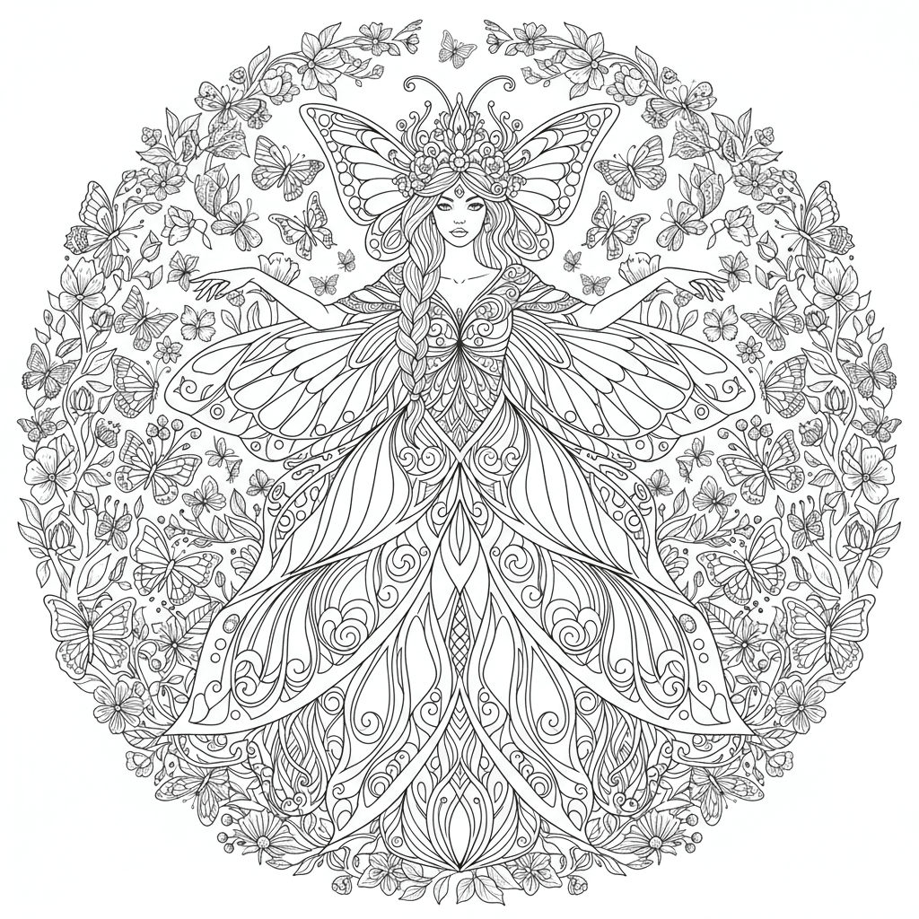 Butterfly queen A mysterious fantasy queen wearing an elaborate gown inspired by