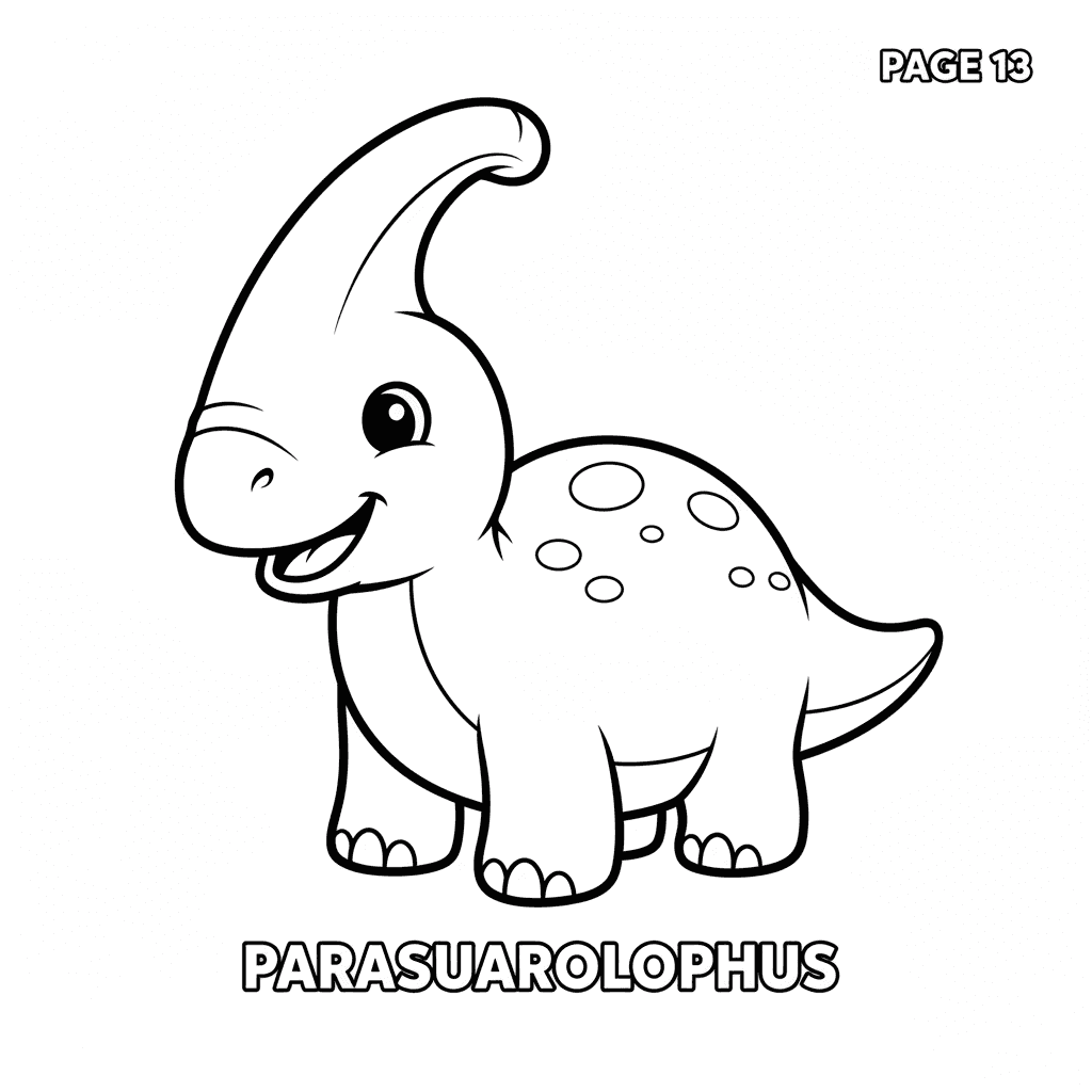 Continue my dinosaur coloring book from PAGE 12. Do NOT regenerate pages 1–11. D