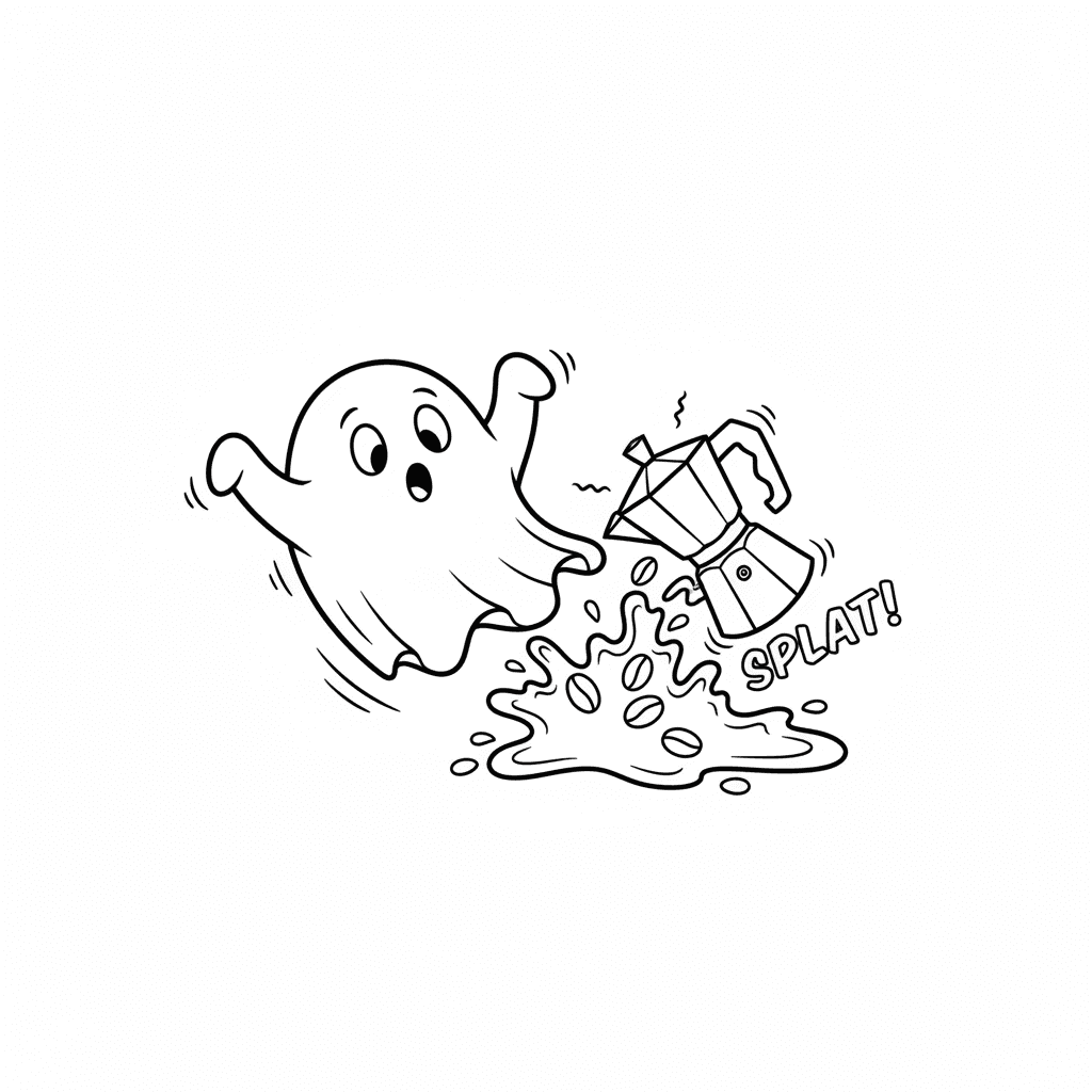 Ghost with a coffee make it fall and very simple