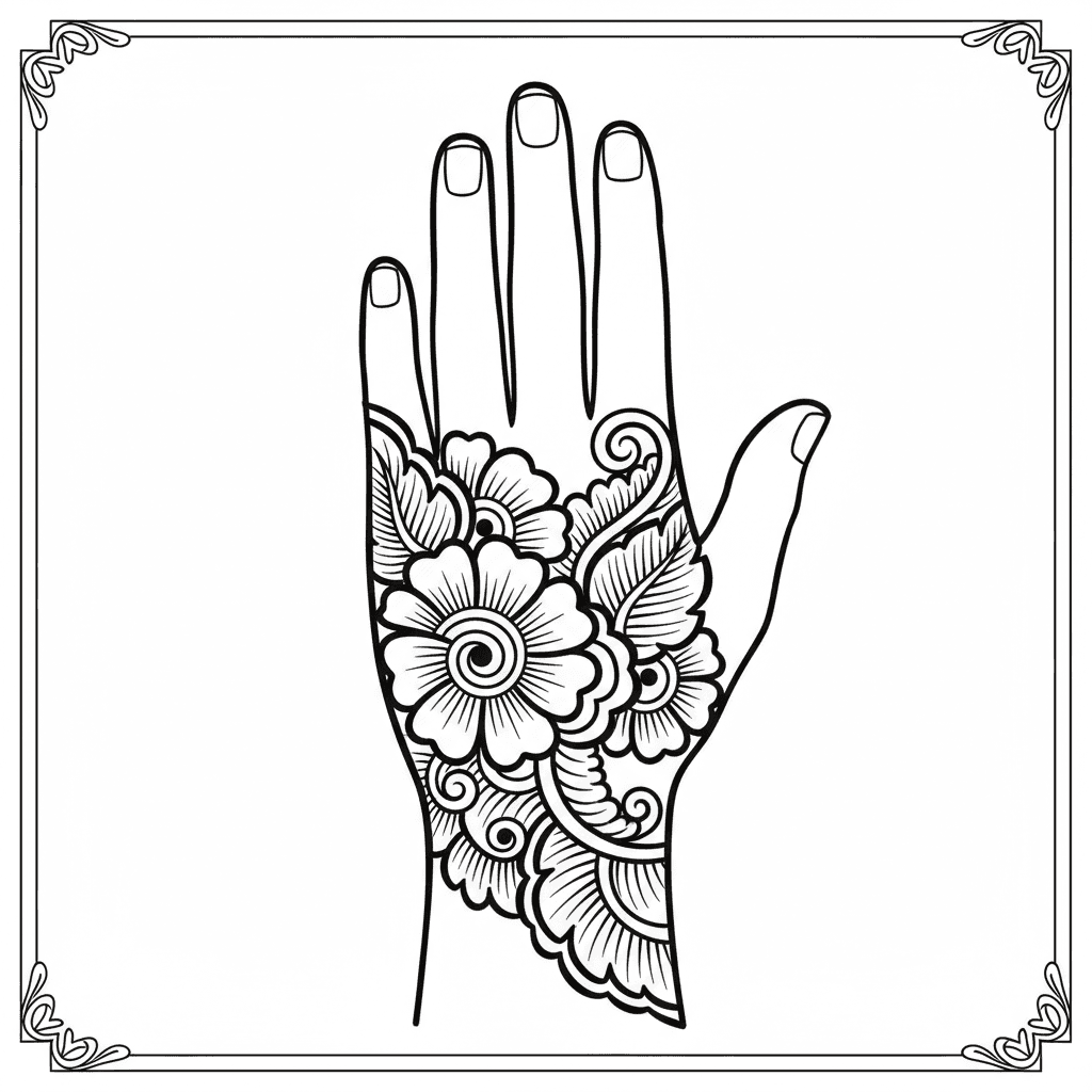 Simple henna design on hand