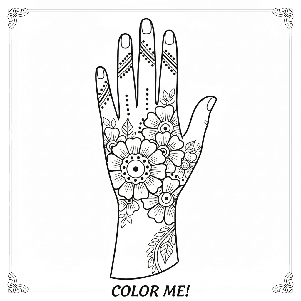 Simple henna design on hand just hand