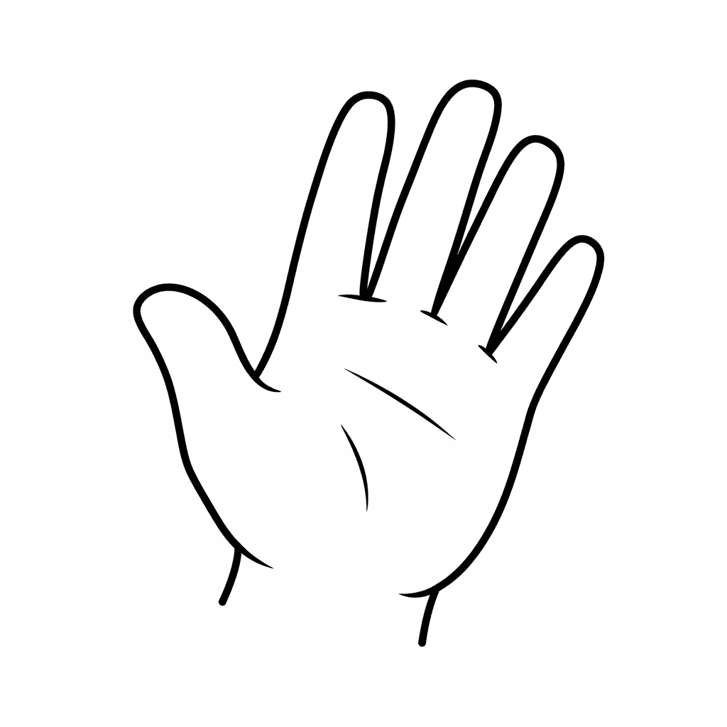 Zeichne mir ein leeres hand zum henna malen ohne striche ganz glatt und cartoon 