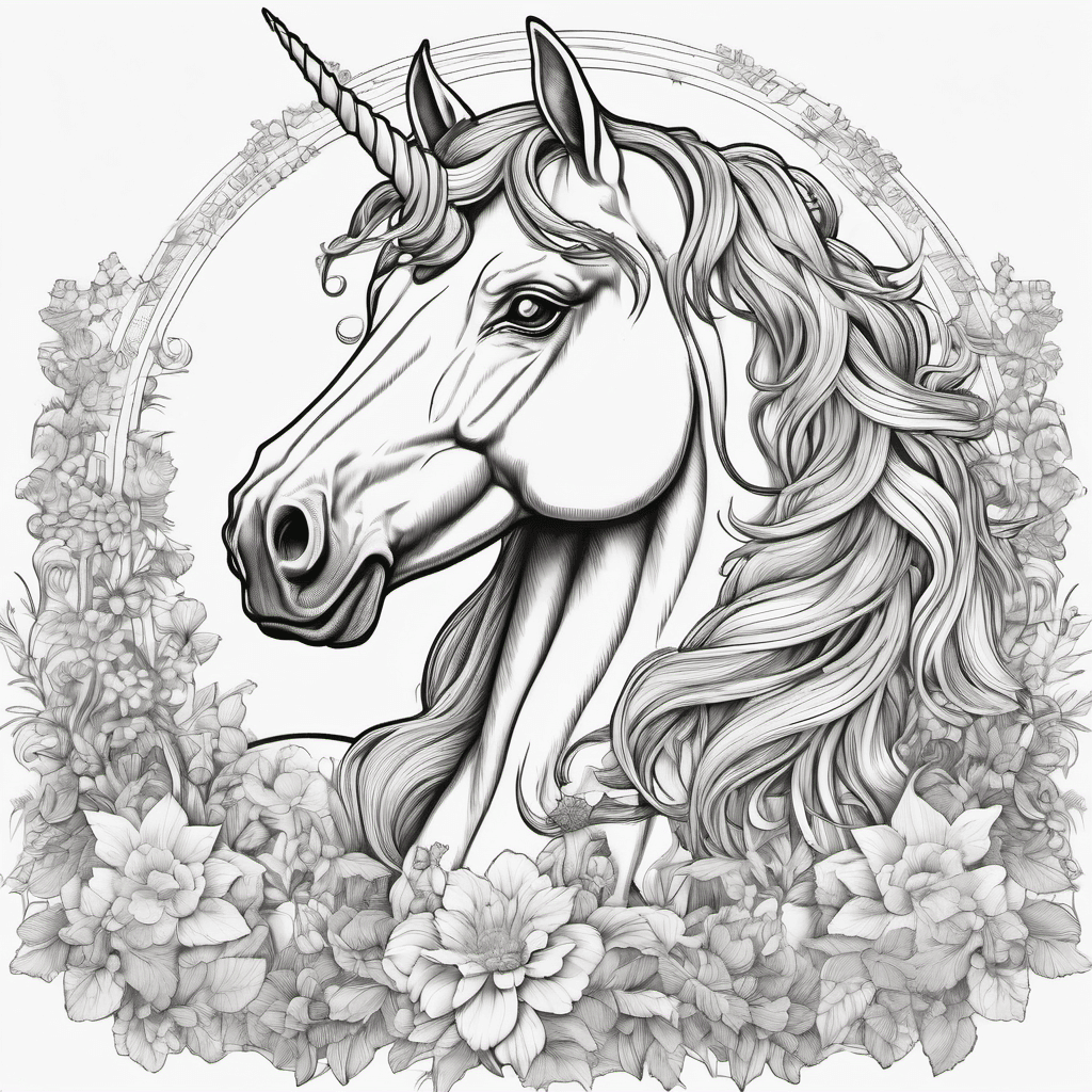 A unicorn in a garden