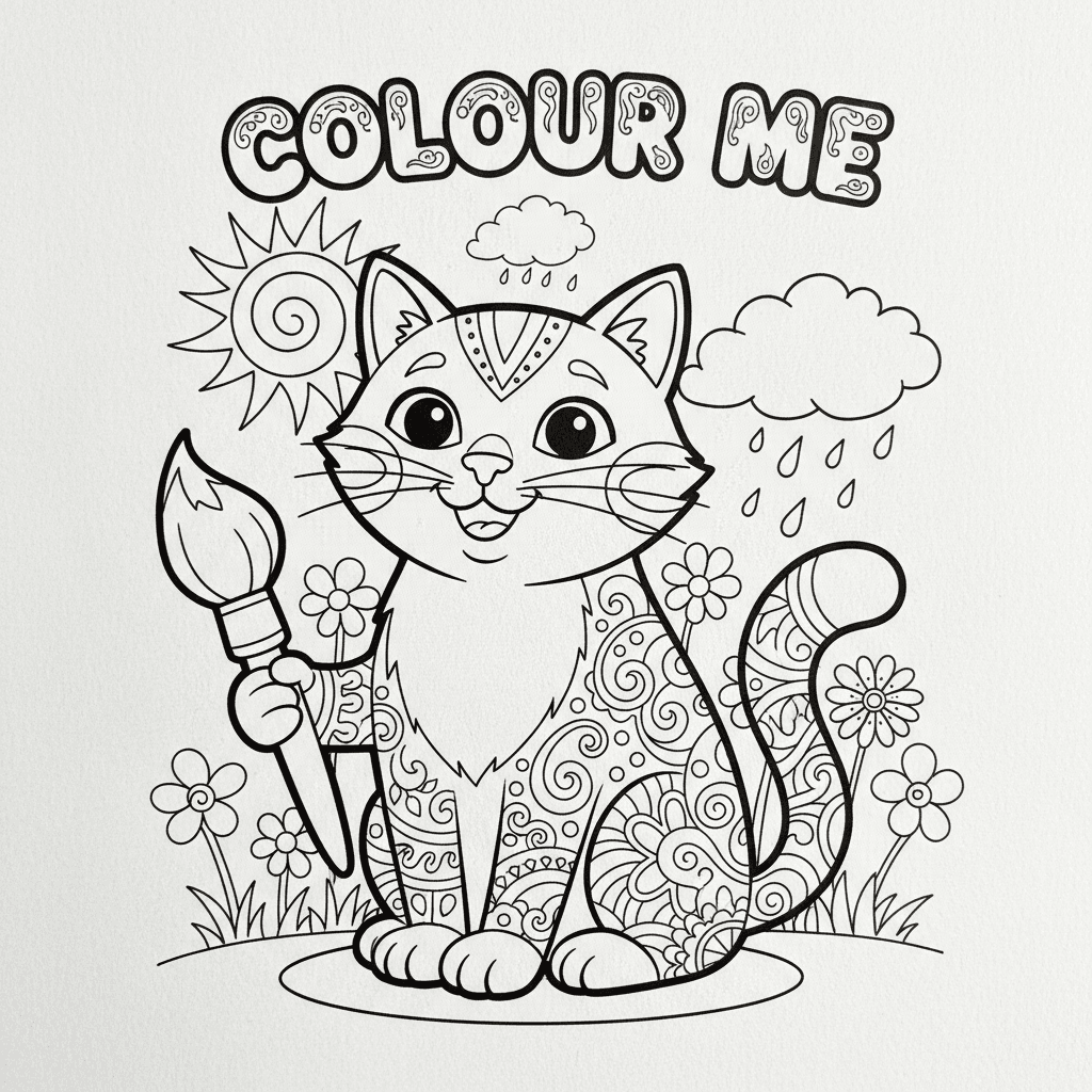 Put title AS colour me make the cat without coloring also