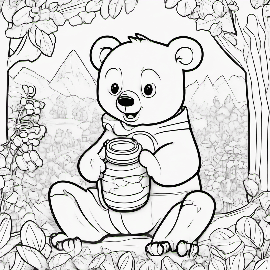 Cute bear eating honey