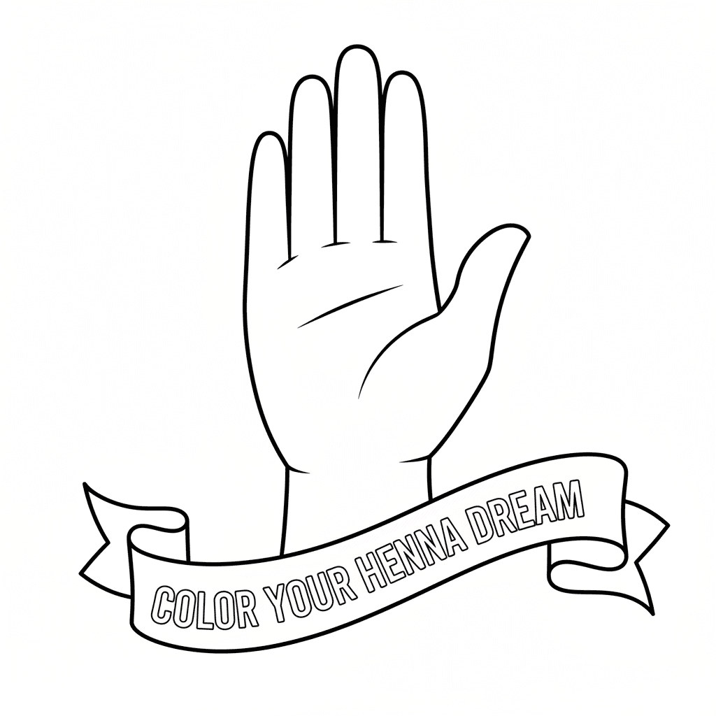 Zeichne mir ein leeres hand zum henna malen ohne striche ganz glatt und cartoon 
